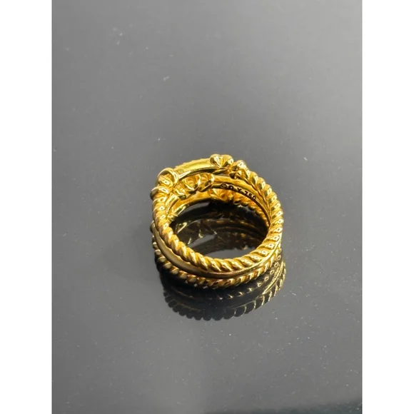 David Yurman 18K Solid Yellow Gold & Diamond Petite Helena size 8 Ring w Box+Bag - Picture 9 of 10